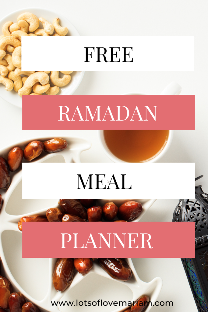 ramadan meal planner printable
