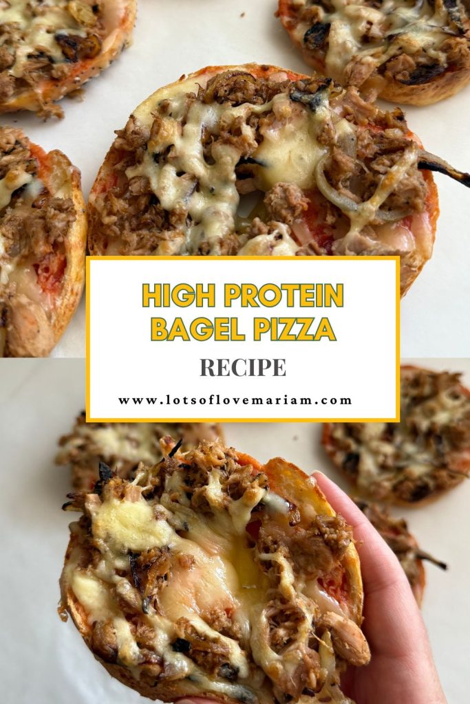 bagel pizzas in oven