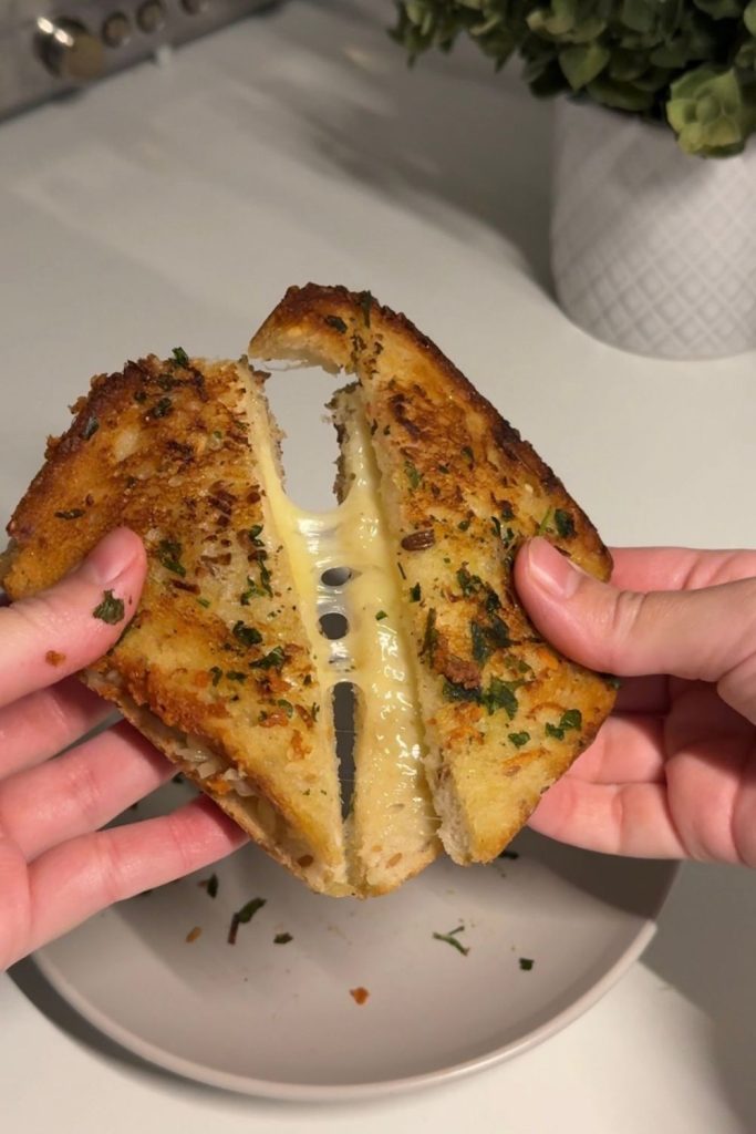 garlic bread grilled cheese sandwich