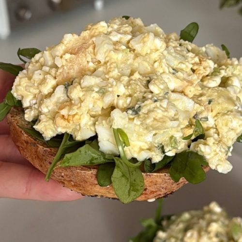 High Protein Cottage Cheese Egg Salad Bagel